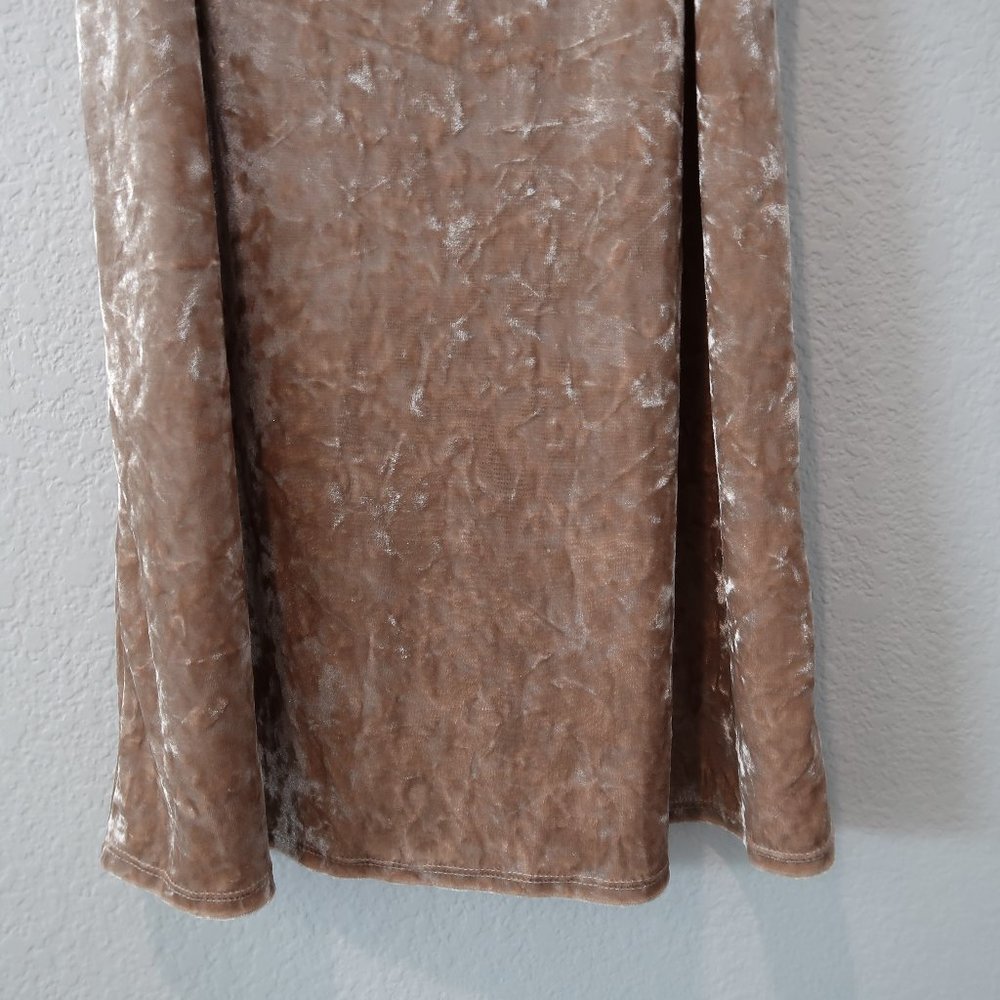 Love J Mini Dress Womens Crushed Velvet Champaign Sleeveless Spaghetti Straps L - Picture 5 of 15